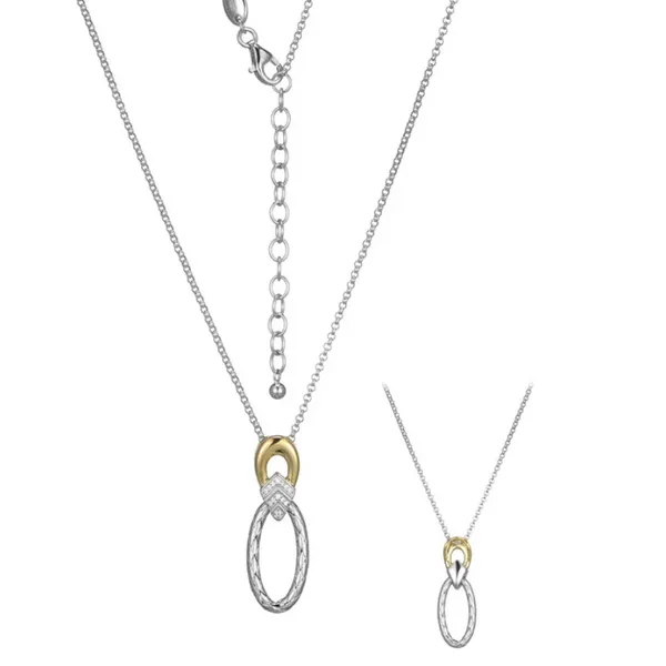 Silver and Yellow Gold Plated Woven Drop Necklace