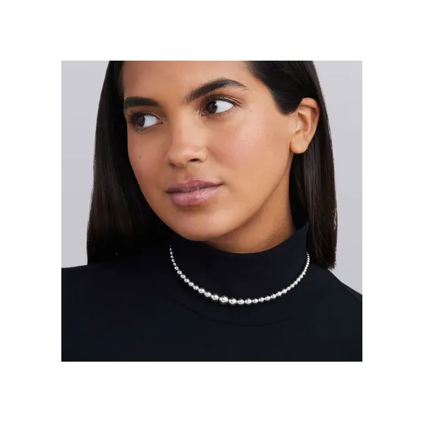 Petite Silver Graduated Bead Necklace 16\