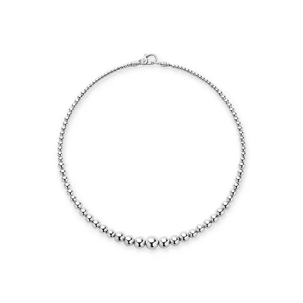 Petite Silver Graduated Bead Necklace 16\