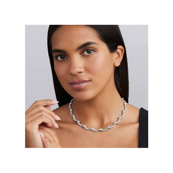 Silver Beaded Scalloped Necklace 18\