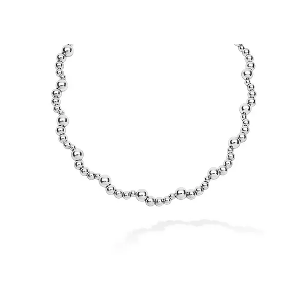 Silver Beaded Scalloped Necklace 18\