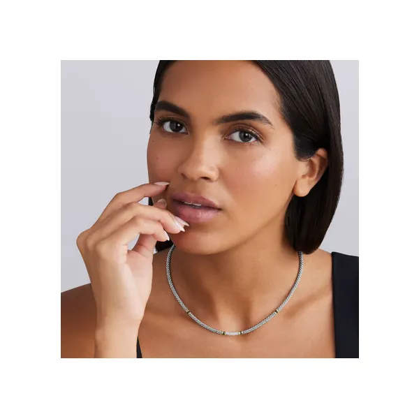 Two-Tone Black Ceramic Caviar Diamond Necklace Image 2 Baxter's Fine Jewelry Warwick, RI