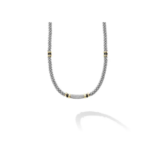 Two-Tone Black Ceramic Caviar Diamond Necklace Baxter's Fine Jewelry Warwick, RI