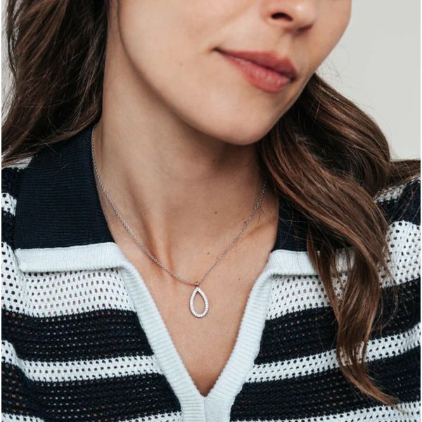 Sterling Silver CZ Teardrop Pendant Image 2 Baxter's Fine Jewelry Warwick, RI