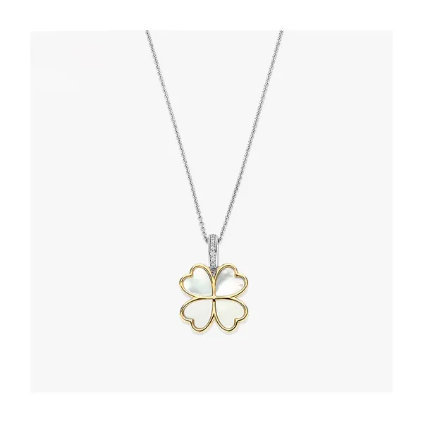Mother of Pearl Two Tone Clover Necklace