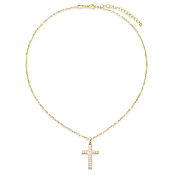 Sterling Silver Gold Plated CZ Cross Pendant Baxter's Fine Jewelry Warwick, RI