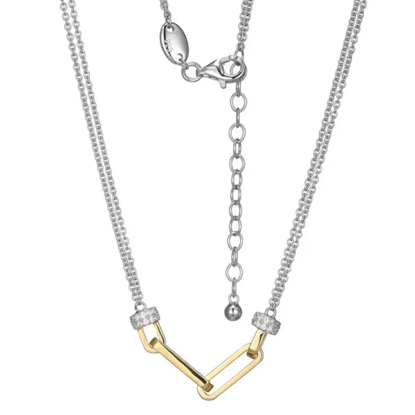 Sterling Silver Two Tone CZ Rondel Necklace Baxter's Fine Jewelry Warwick, RI