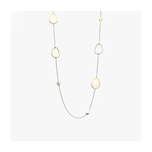 Sterling SIlver Two Tone CZ Pebble Necklace