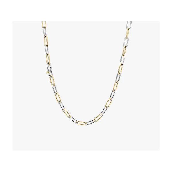 Sterling Silver Two Tone Paperclip Necklace