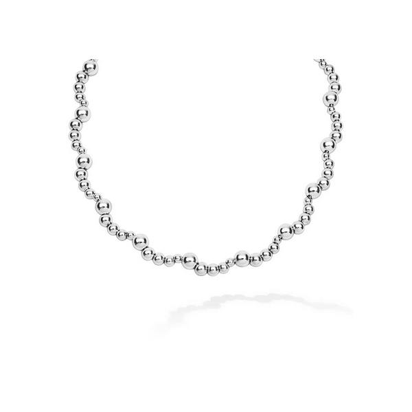 Silver Beaded Scalloped Necklace 18