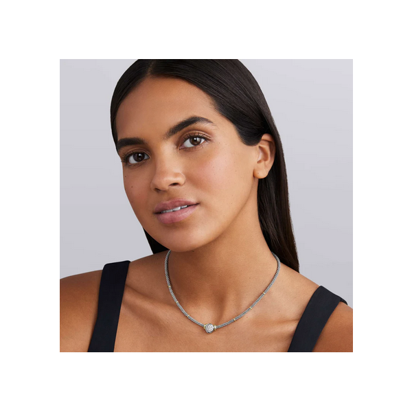 Two-Tone Oval Caviar Diamond Necklace Image 2 Baxter's Fine Jewelry Warwick, RI