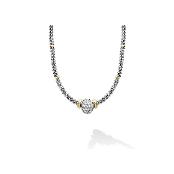 Two-Tone Oval Caviar Diamond Necklace Baxter's Fine Jewelry Warwick, RI