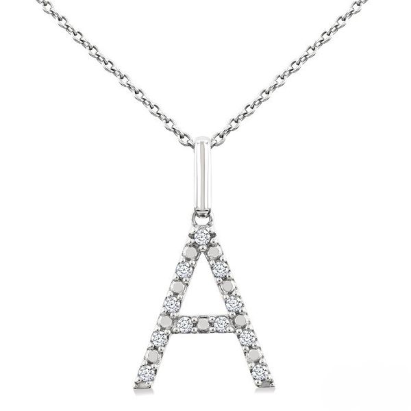 Silver Block 'A' Initial Diamond Pendant Baxter's Fine Jewelry Warwick, RI