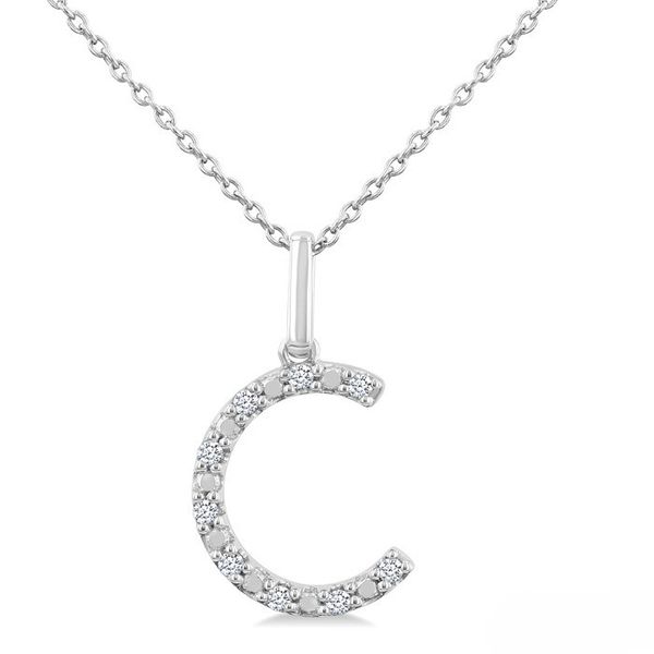 Silver Block 'C' Initial Diamond Pendant Baxter's Fine Jewelry Warwick, RI