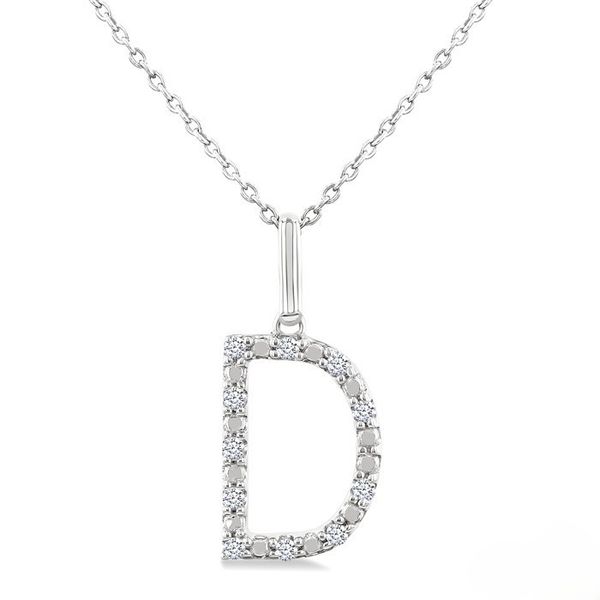 Silver Block 'D' Initial Diamond Pendant Baxter's Fine Jewelry Warwick, RI