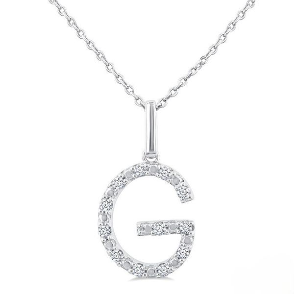 Silver Block 'G' Initial Diamond Pendant Baxter's Fine Jewelry Warwick, RI