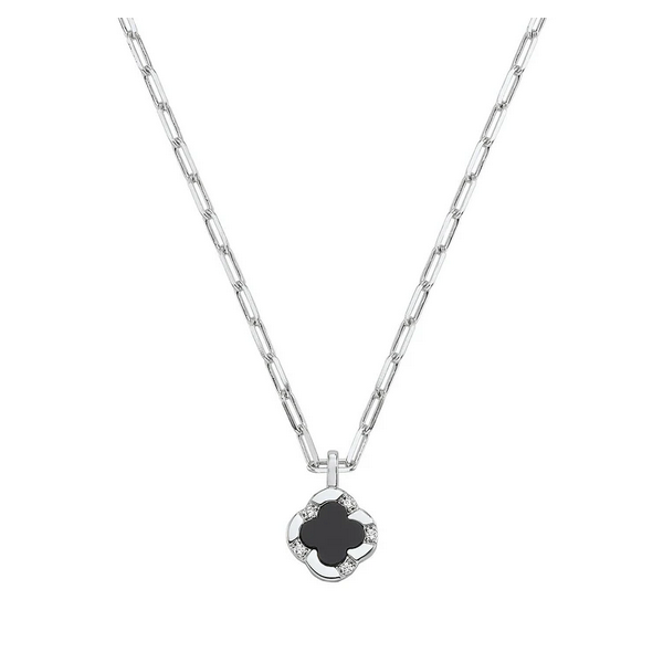 Black Onyx Clover Pendant Necklace Baxter's Fine Jewelry Warwick, RI
