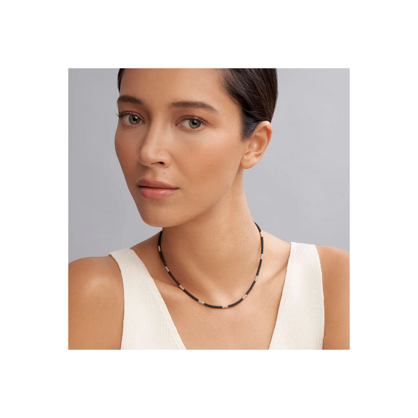 Black Silver Station Ceramic Beaded Necklace Image 2 Baxter's Fine Jewelry Warwick, RI