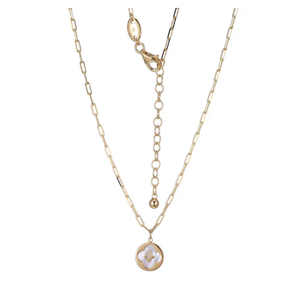 Clover Mother-of-Pearl Disc Pendant Necklace Baxter's Fine Jewelry Warwick, RI