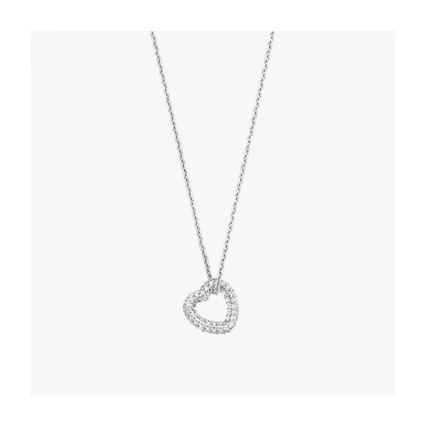 Silver Pave CZ Heart Necklace Baxter's Fine Jewelry Warwick, RI