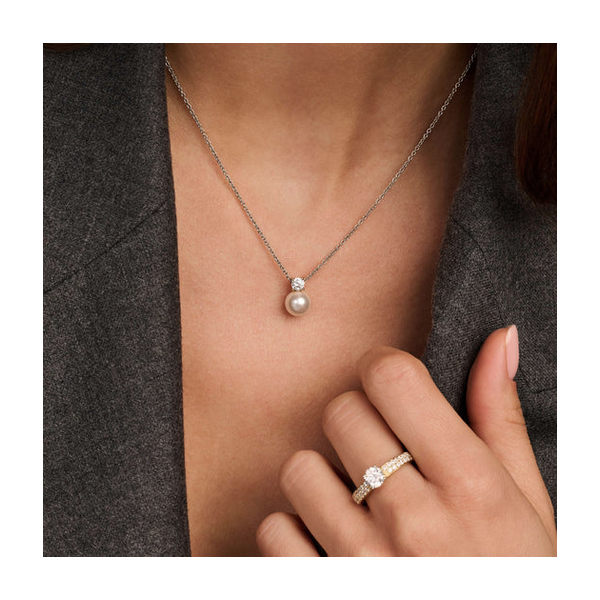 CZ Pearl Necklace Image 2 Baxter's Fine Jewelry Warwick, RI