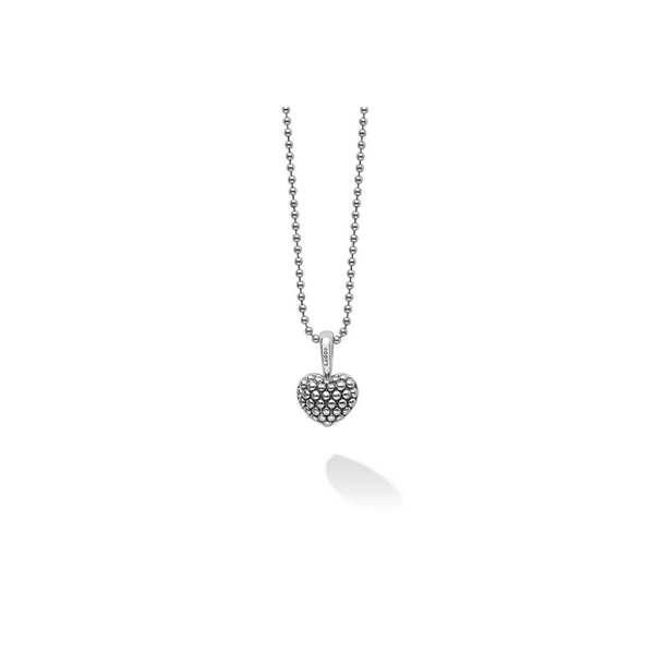 Silver Caviar Beaded Heart Pendant Necklace Baxter's Fine Jewelry Warwick, RI