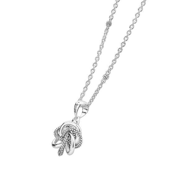 Small Sterling Silver Love Knot Pendant Necklace Image 2 Baxter's Fine Jewelry Warwick, RI
