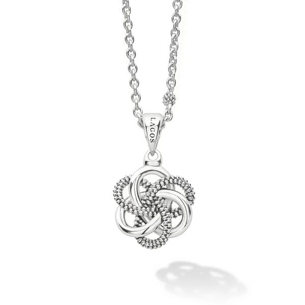 Small Sterling Silver Love Knot Pendant Necklace Baxter's Fine Jewelry Warwick, RI
