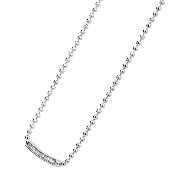 Small Station Diamond Beaded Necklace Image 2 Baxter's Fine Jewelry Warwick, RI