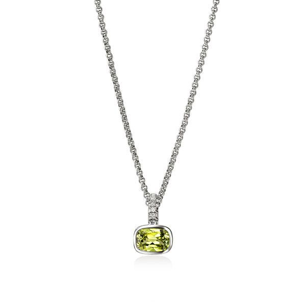 Heishi Gem Necklace, Sterling Silver, Peridot, Diamonds Baxter's Fine Jewelry Warwick, RI