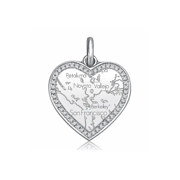 Sterling Silver Heart MAP with Diamond Border Baxter's Fine Jewelry Warwick, RI