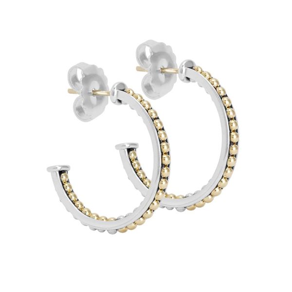Two Tone Caviar Hoop Earring Image 2 Baxter's Fine Jewelry Warwick, RI