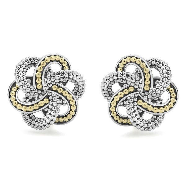 Two Tone Love Knot Earrings Image 2 Baxter's Fine Jewelry Warwick, RI