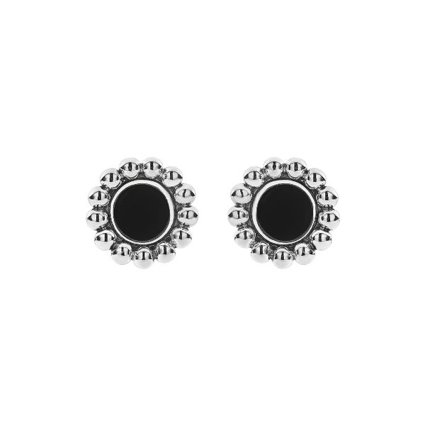 Onyx Caviar Stud Earrings Image 2 Baxter's Fine Jewelry Warwick, RI