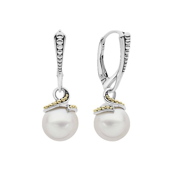 Two Tone Pearl Drop Earrings Baxter's Fine Jewelry Warwick, RI