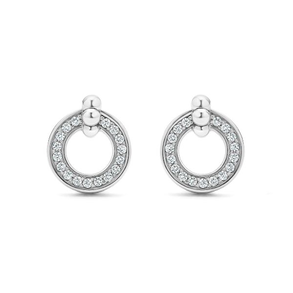 Diamond Circle Earrings Image 2 Baxter's Fine Jewelry Warwick, RI