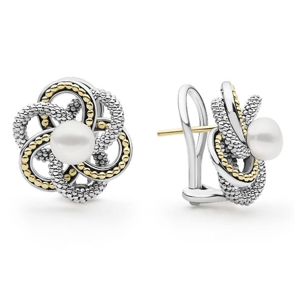 Two Tone Pearl Love Knot Earrings Baxter's Fine Jewelry Warwick, RI
