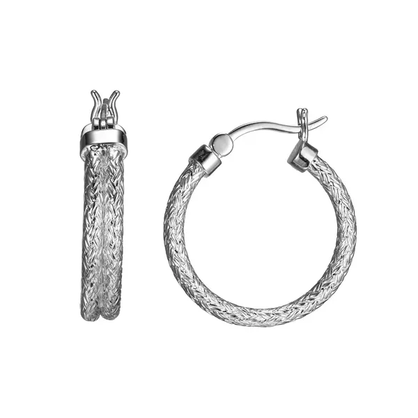 Sterling Silver Double 2mm Mesh Earrings Baxter's Fine Jewelry Warwick, RI