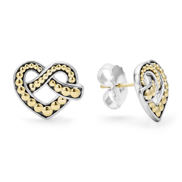 Two Tone Heart Stud Earrings Image 2 Baxter's Fine Jewelry Warwick, RI