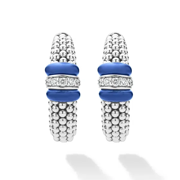 Ceramic Caviar Diamond Hoop Earrings thumb image 2