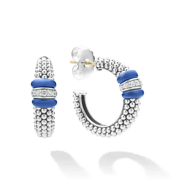 Ceramic Caviar Diamond Hoop Earrings thumb image 1