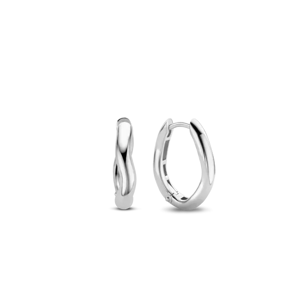TI SENTO - Milano Earrings - Silver Wavy Hoops Baxter's Fine Jewelry Warwick, RI