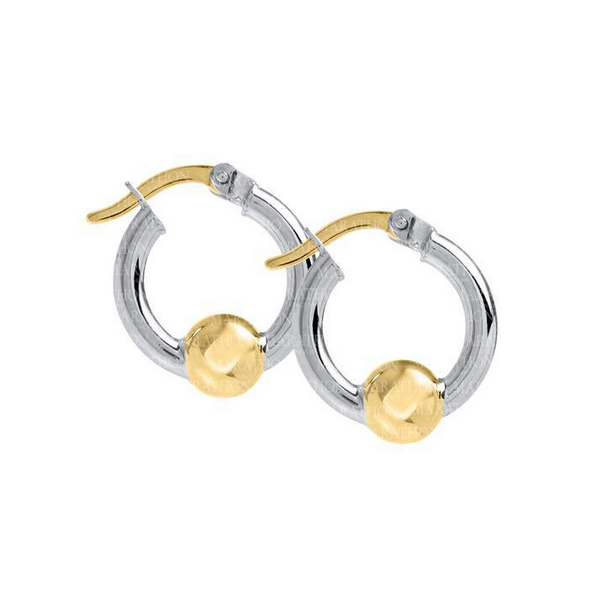 Two Tone Single Bead Cape Cod Hoop Earrings Baxter's Fine Jewelry Warwick, RI