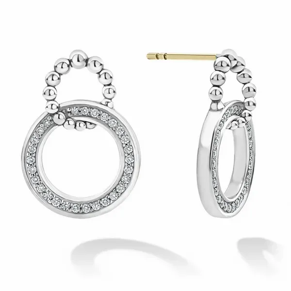 Double Circle Diamond Caviar Earrings Baxter's Fine Jewelry Warwick, RI