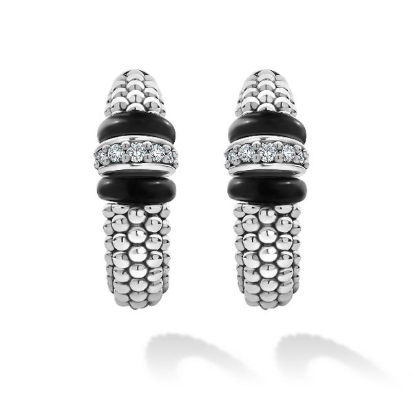 Caviar Hoops with Diamond Accent Image 2 Baxter's Fine Jewelry Warwick, RI