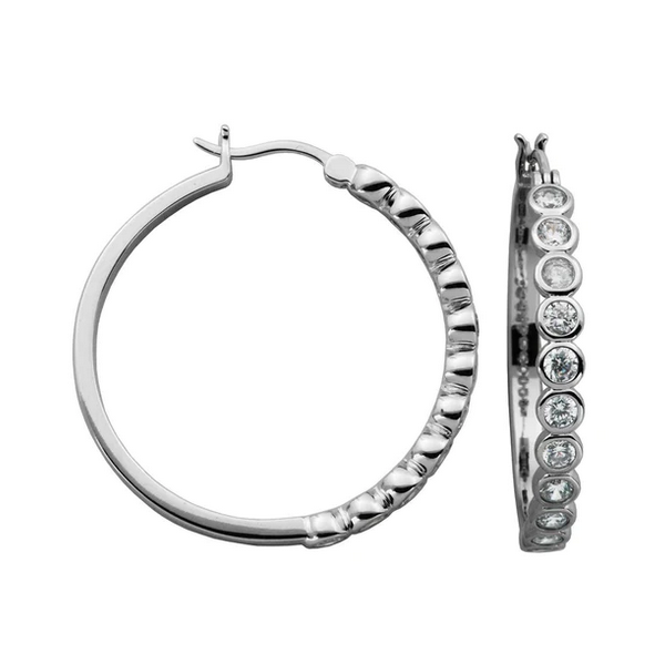 Sterling Silver Hoop CZ Earrings Baxter's Fine Jewelry Warwick, RI