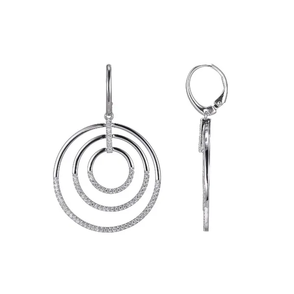 Sterling Silver Rhodium Plated CZ Triple Circle Earrings Baxter's Fine Jewelry Warwick, RI