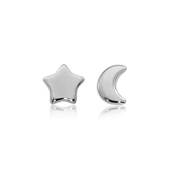 Sterling Silver Star and Moon Stud Earrings Baxter's Fine Jewelry Warwick, RI