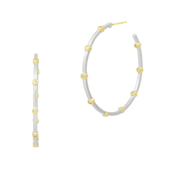 Bezel Medium Hoop Earrings Baxter's Fine Jewelry Warwick, RI
