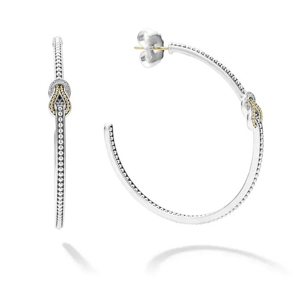 Two Tone Knot Diamond Hoop Earring Baxter's Fine Jewelry Warwick, RI